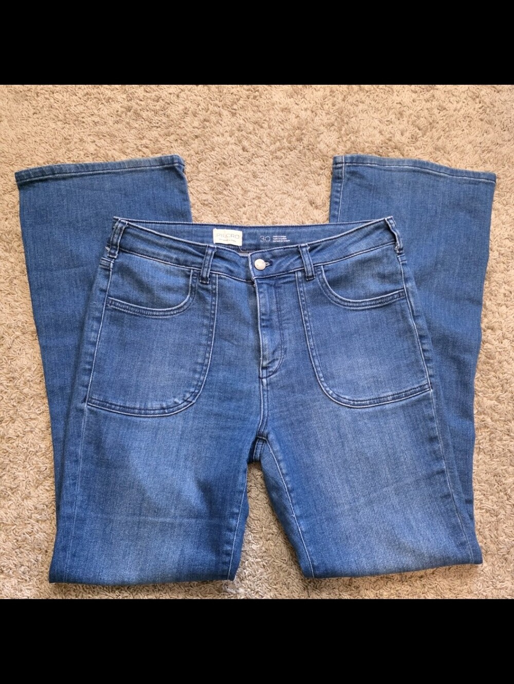 Pilcro by Anthropologie High-Rise Flare Jeans Women's Size 30 Patch Pocket Stret